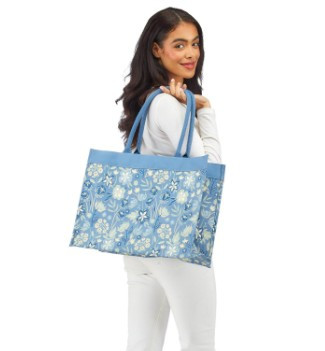Blue Floral Tote Bag | Beach Bag | Diaper Bag