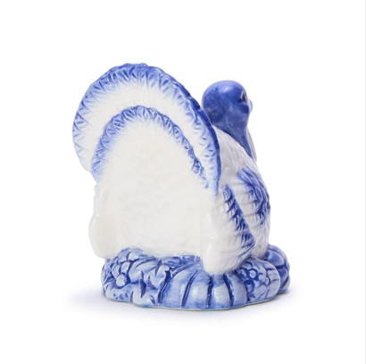 Pair of Hand Painted Blue and White Turkey Candleholders - Thumbnail 5