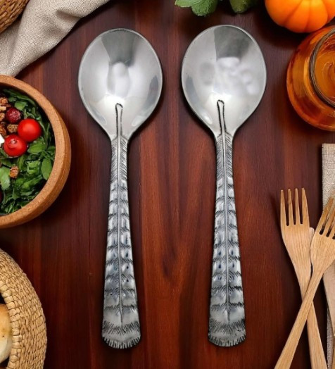 Feather Pewter Salad Servers Thanksgiving Arthur Court