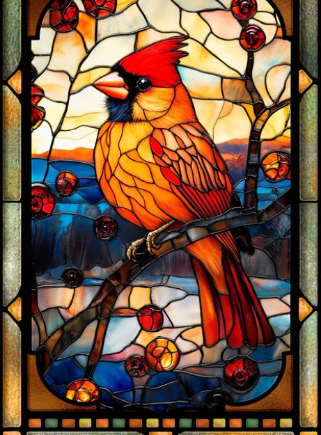 Wild Wings Cardinal Stained Glass Art - Thumbnail 2