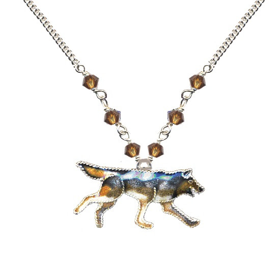 Wolf Necklace | Cloisonne Jewelry | Bamboo Jewelry
