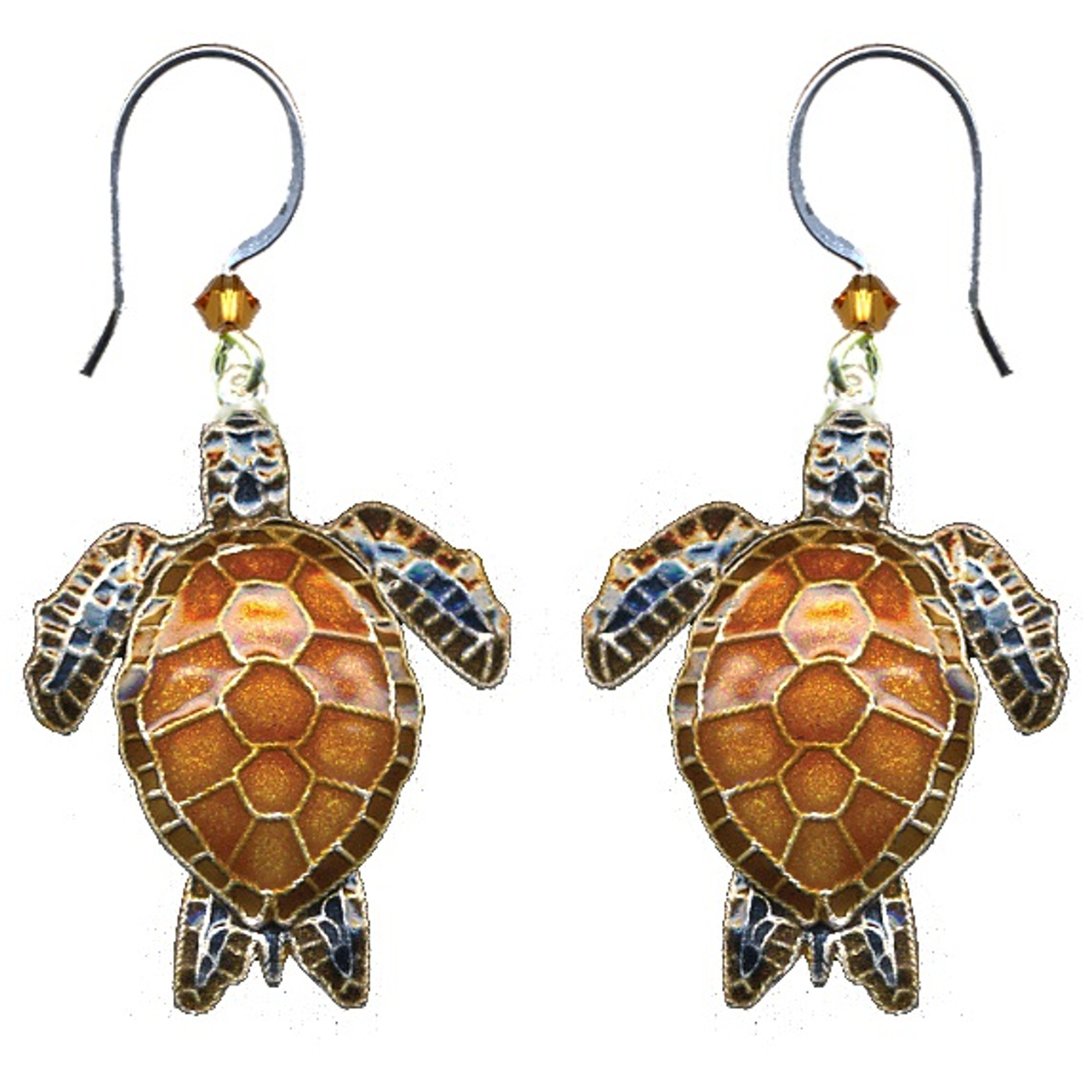 Green Sea Turtle Wire Earrings