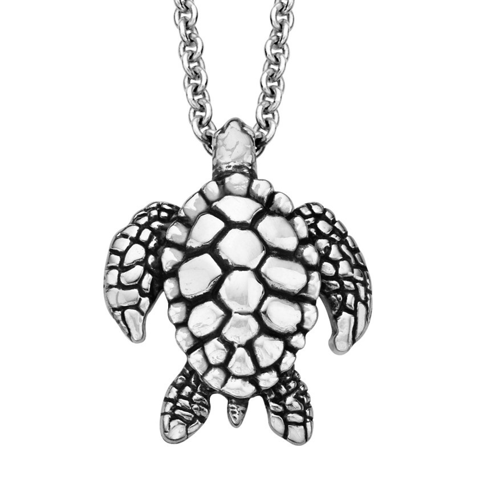 Pear-Shaped and Round White Lab-Created Sapphire Cluster Sea Turtle Pendant  in Sterling Silver | Zales