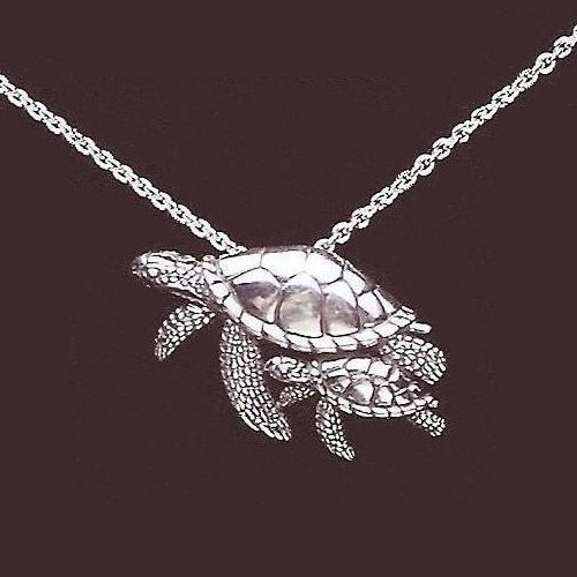 Green Sea Turtle Necklace Sterling Silver and Fine Enamel by Guy Harvey