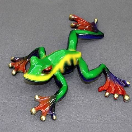 Frog Sculpture | Bronze | Barry Stein | Crawler Multicolor Lime