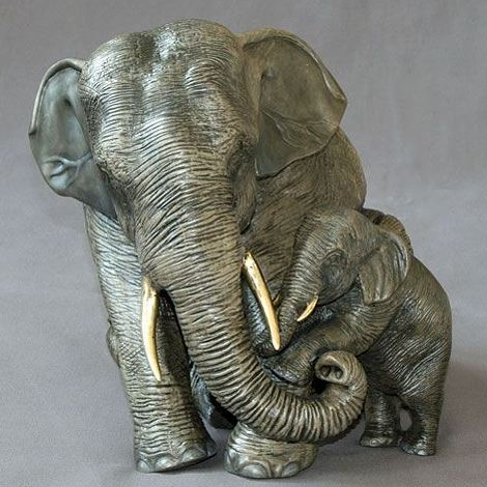 Bronze sitting animal sculpture outdoor elephant statues OAE-12