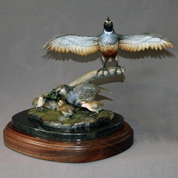 Quail Sculpture Bronze Barry Stein Family