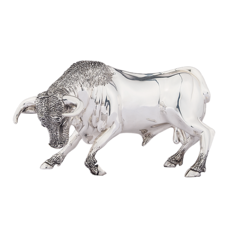 Silver Plated Bull Sculpture 7500 D'Argenta