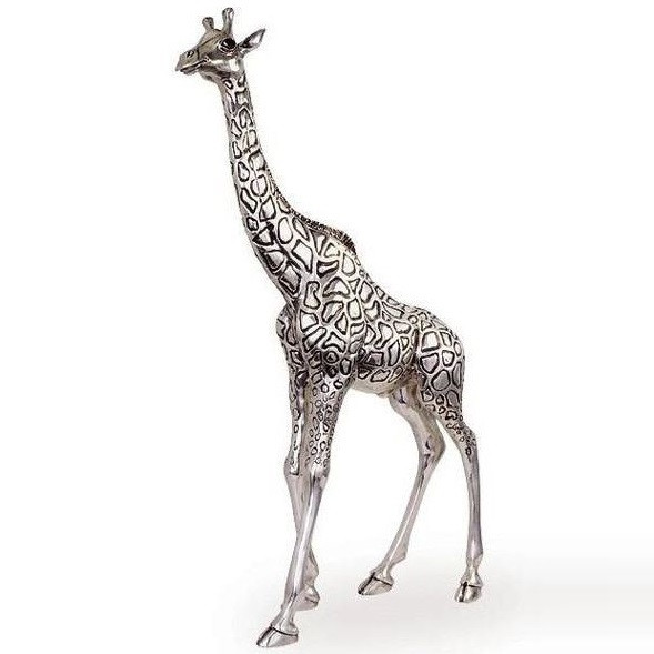 Giraffe Tall Silver Plated Sculpture 7507 D'Argenta