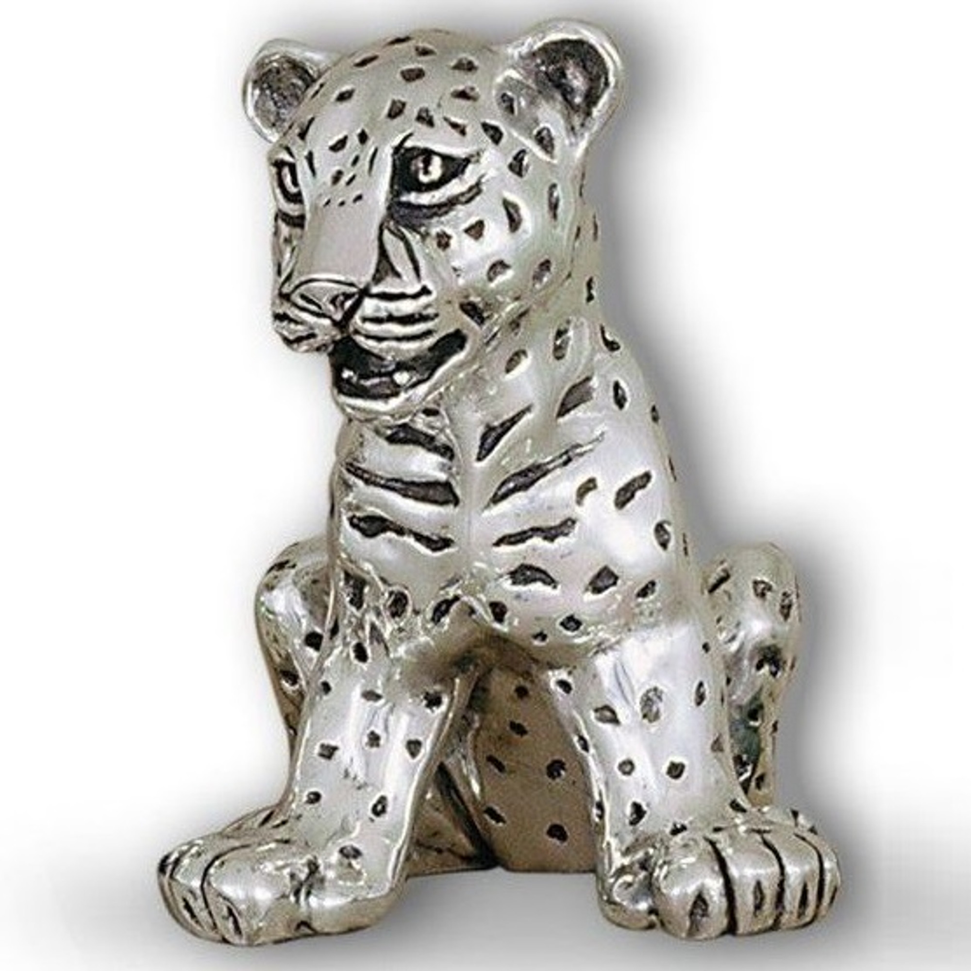 Porcelain Sitting Leopard Cub Statue