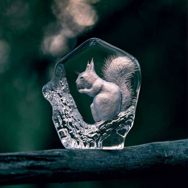 Mats Jonasson 山猫のクリスタル彫像 Squirrel Crystal Sculpture | 33280 | Mats Jonasson Maleras