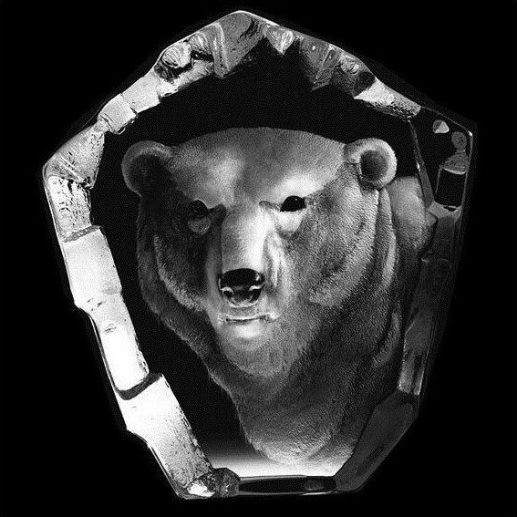 Polar Bear Head Crystal Sculpture | 33361 | Mats Jonasson Maleras
