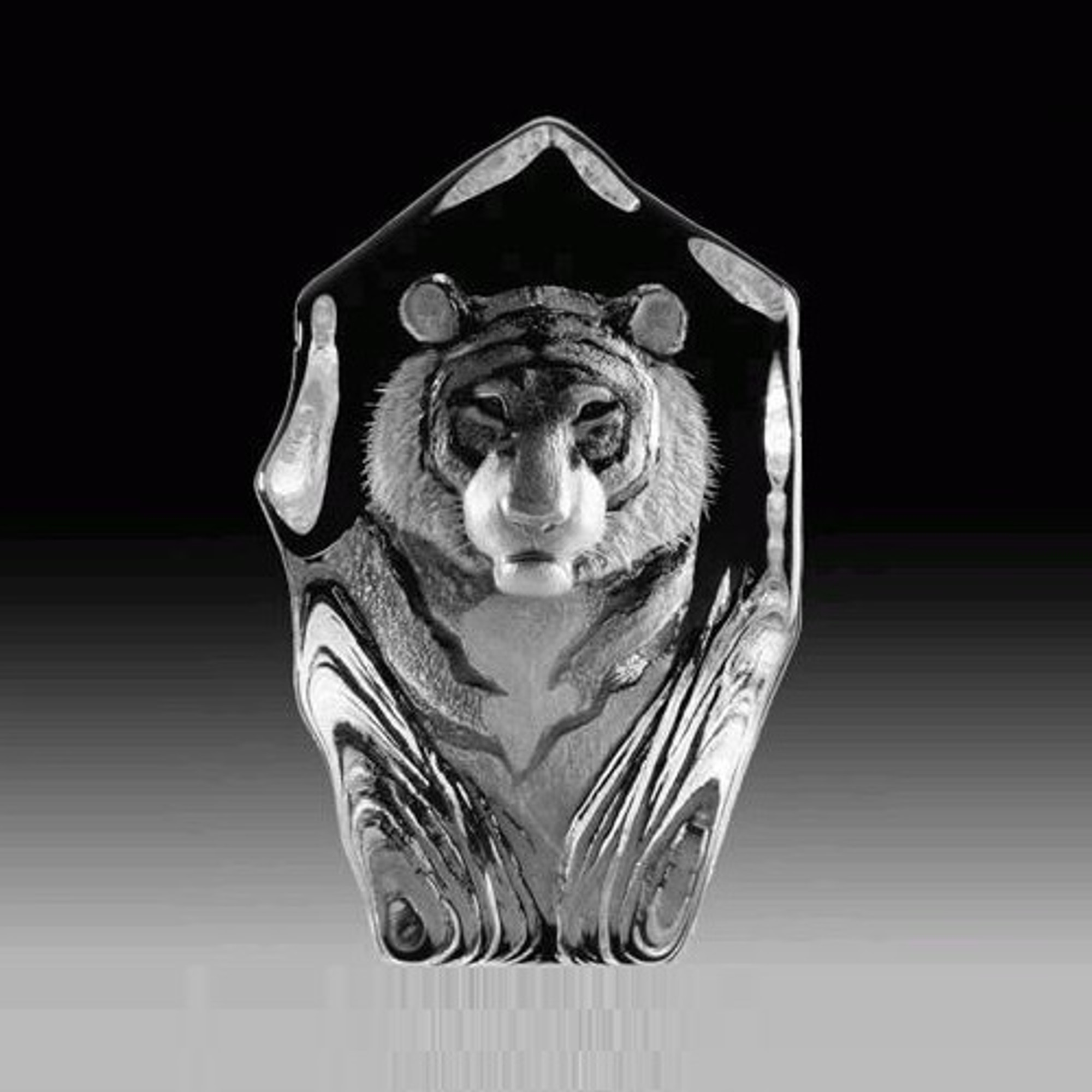 Tiger Face Crystal Sculpture Mats Jonasson Maleras