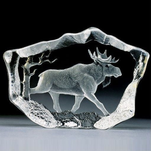 Moose Stride Crystal Sculpture | 33747 | Mats Jonasson Maleras