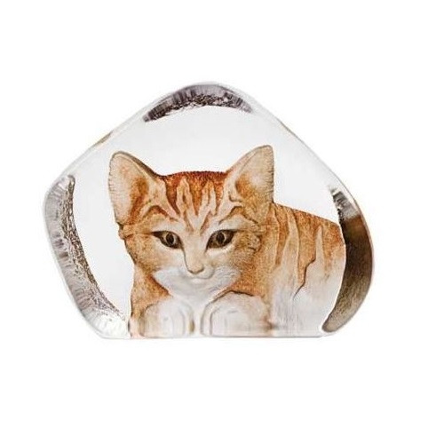 Brown Cat Crystal Sculpture | 33868 | Mats Jonasson Maleras