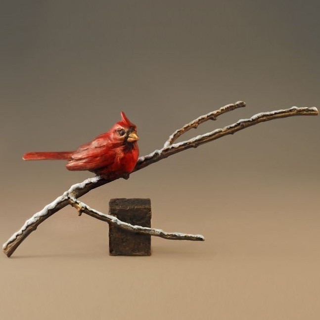 Cardinal Sculpture | Bronze | First Snow | Mark Hopkins
