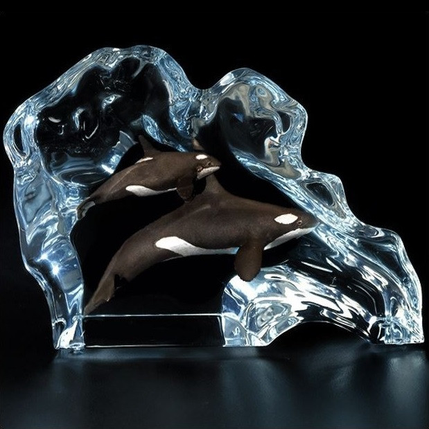 クリスタル　オブジェ　アート Whale Sculpture | Orca Wave | Starlite Originals