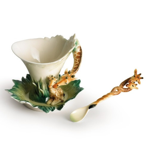 陶芸品　瓷器 Franz collection 收藏品 Giraffe Cup and Saucer Set | Giraffe Gift | Franz Porcelain