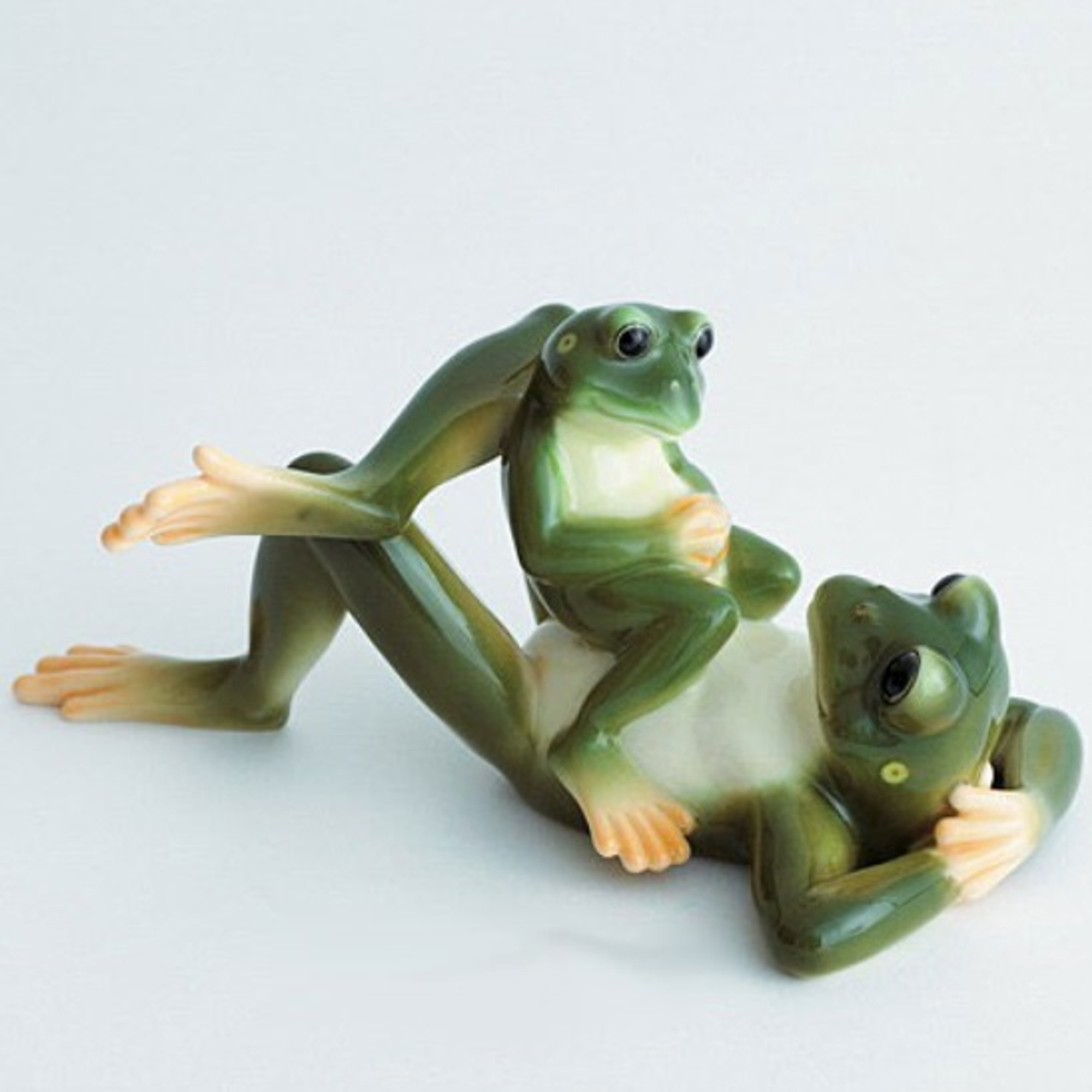 Fishing Frog Father & Son Figurine Ceramic Home Decor 4” & 7”