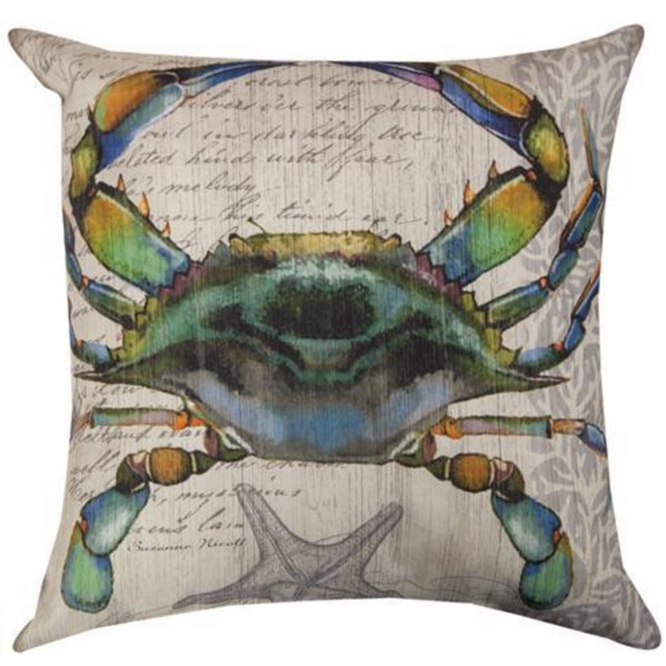 Blue Crab Throw Pillow Set Indoor Outdoor Pillows Manual