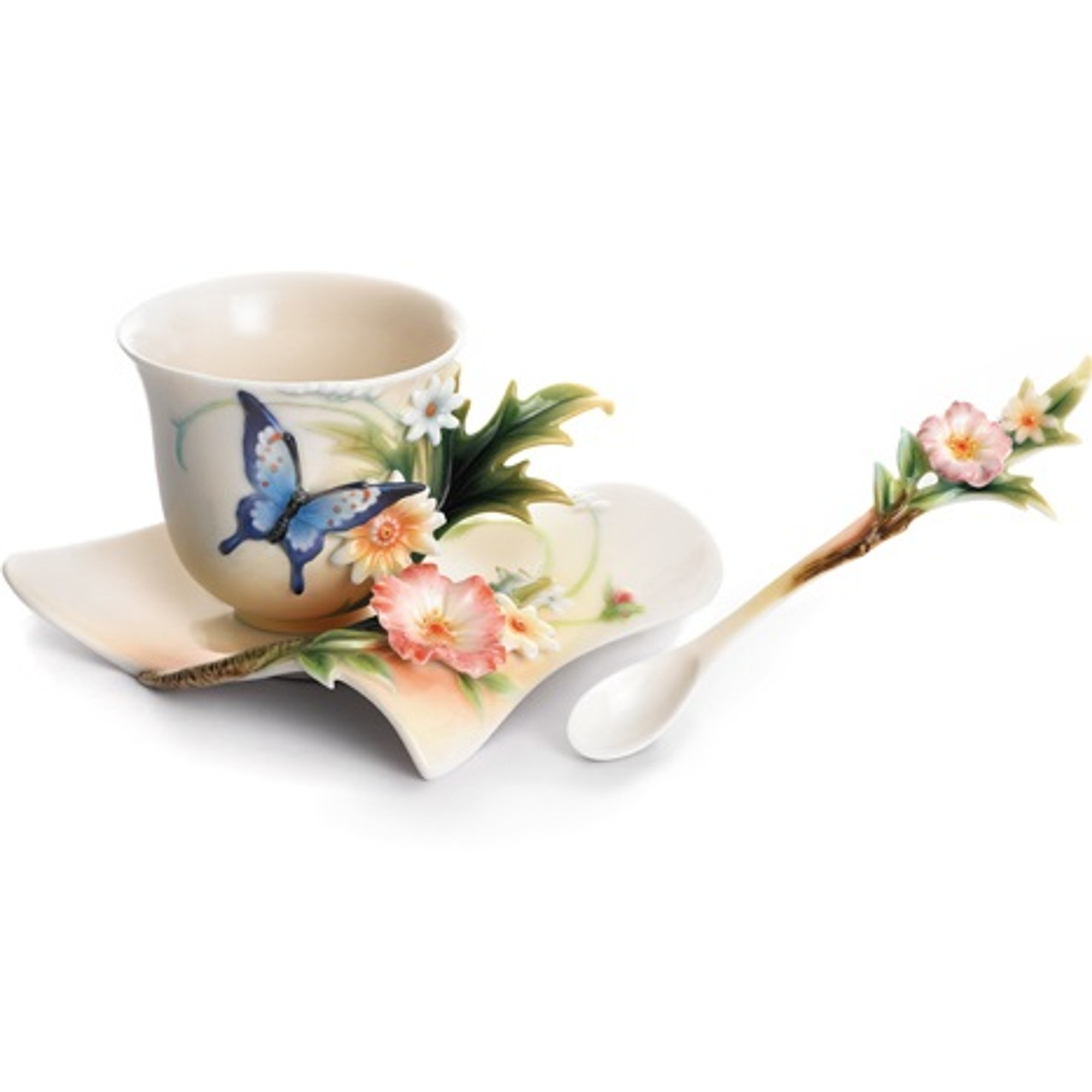 Butterfly Cup Saucer Spoon Set | Franz Collection | Porcelain