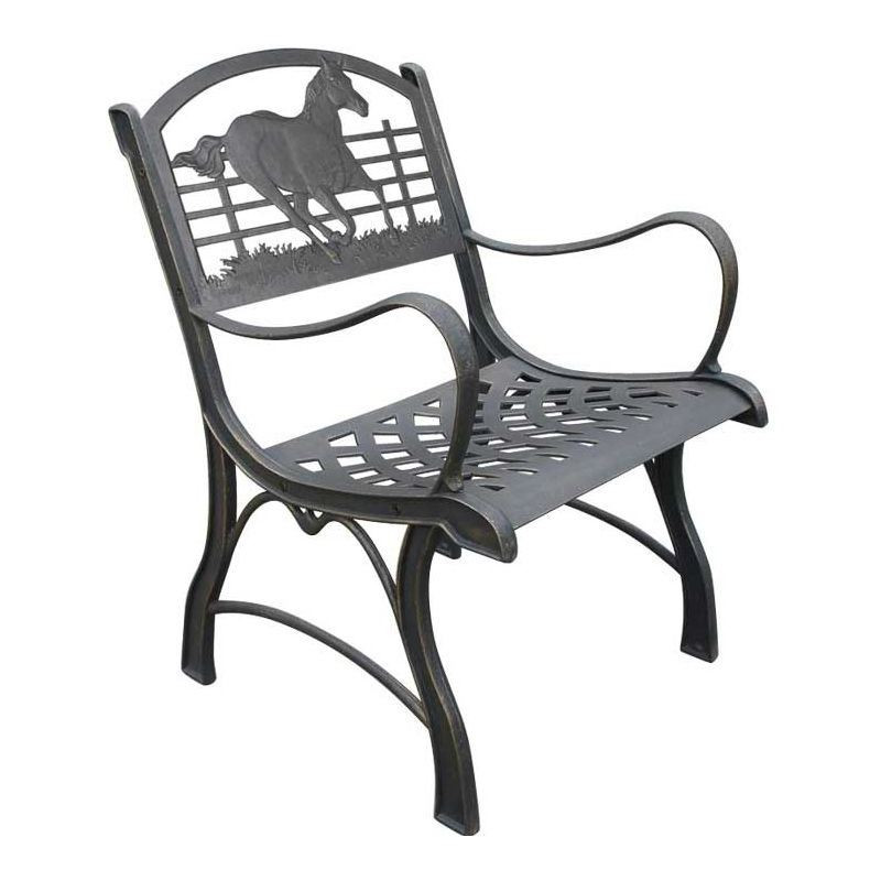 Running Horse Chair Cast Iron Painted Sky