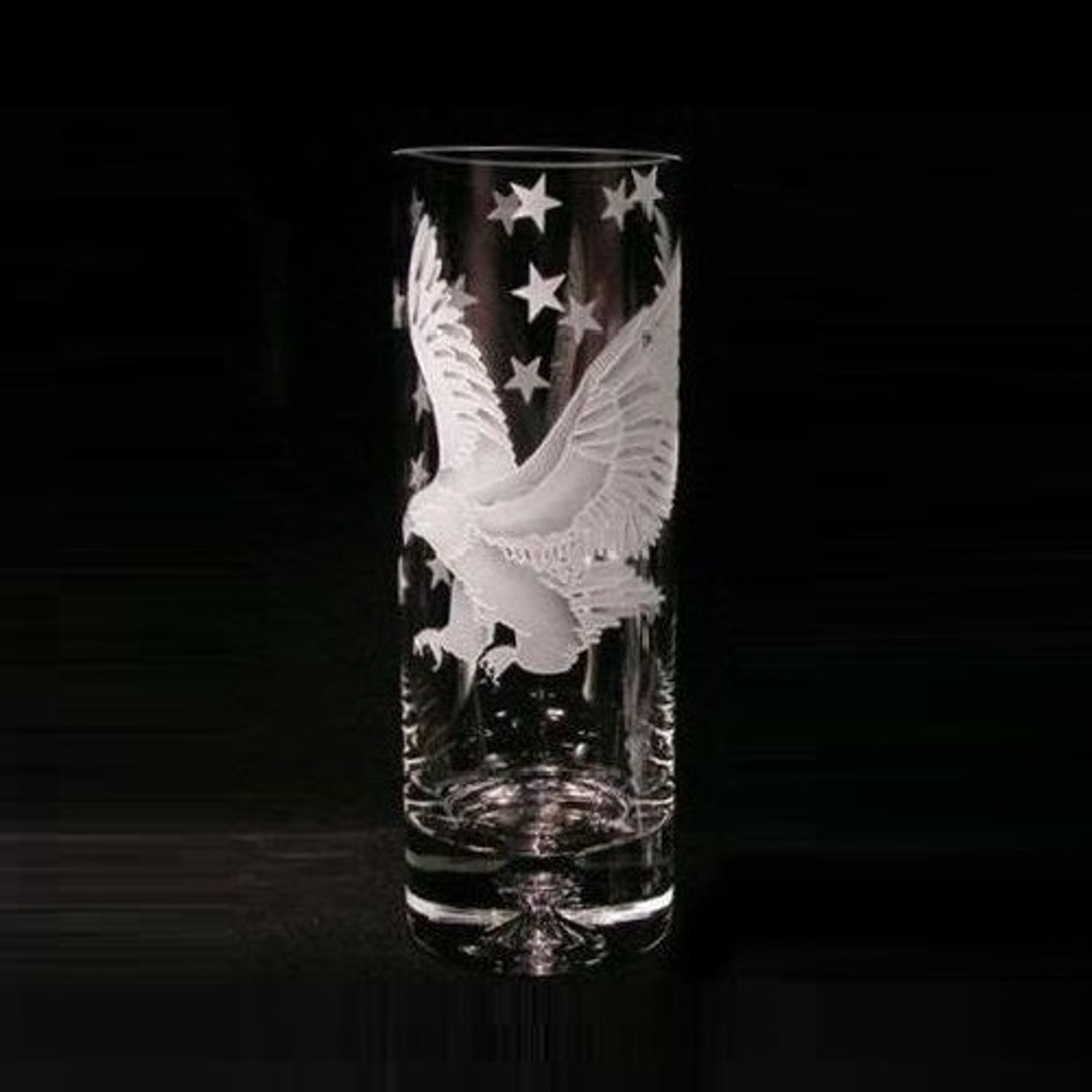 Eagle Crystal Vase Etched Crystal Evergreen Crystal
