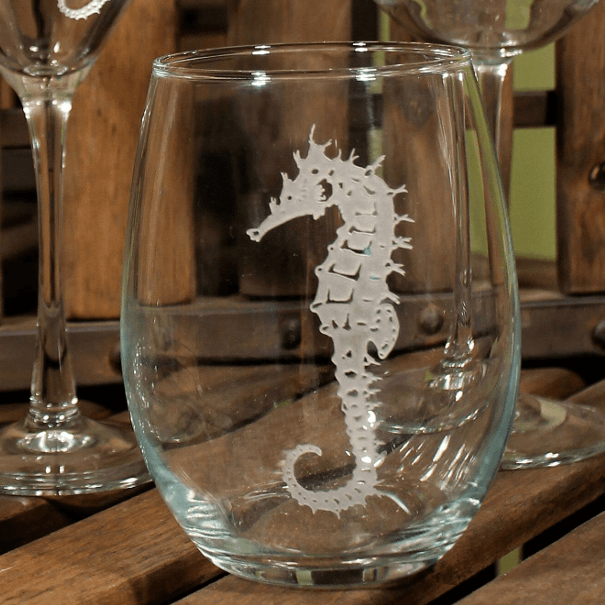 Sea Turtle Wine Glass, Etched Stemless Wine Glass, Engraved Wine