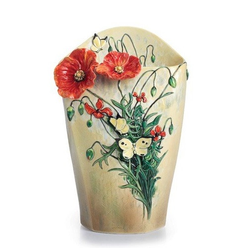 フランツコレクション ゴッホミュージアムコラボ　ポピーと蝶 花瓶 フラワーベース Van Gogh Poppy Vase | Porcelain | Franz Collection