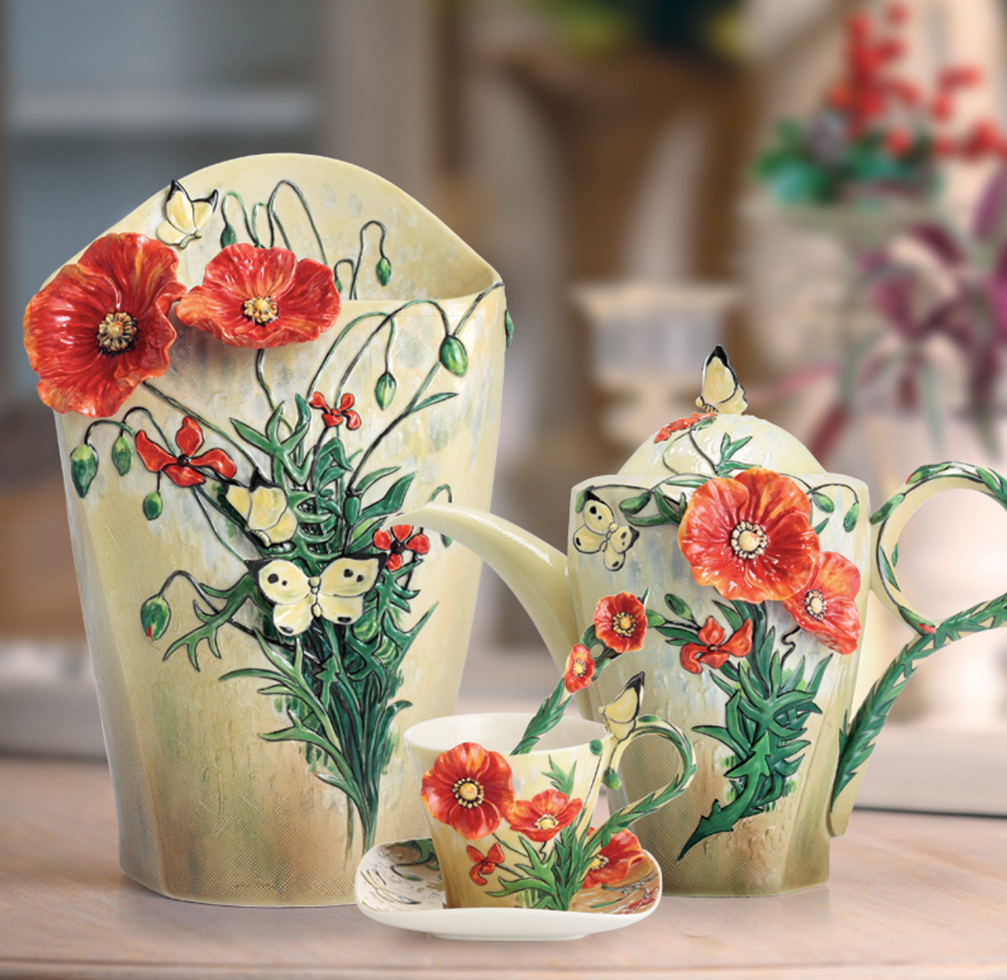 Van Gogh Poppy Cup Saucer | Porcelain | Set | Franz