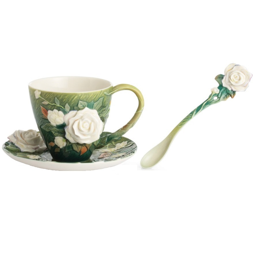 Van Gogh White Roses Cup | Porcelain | Franz