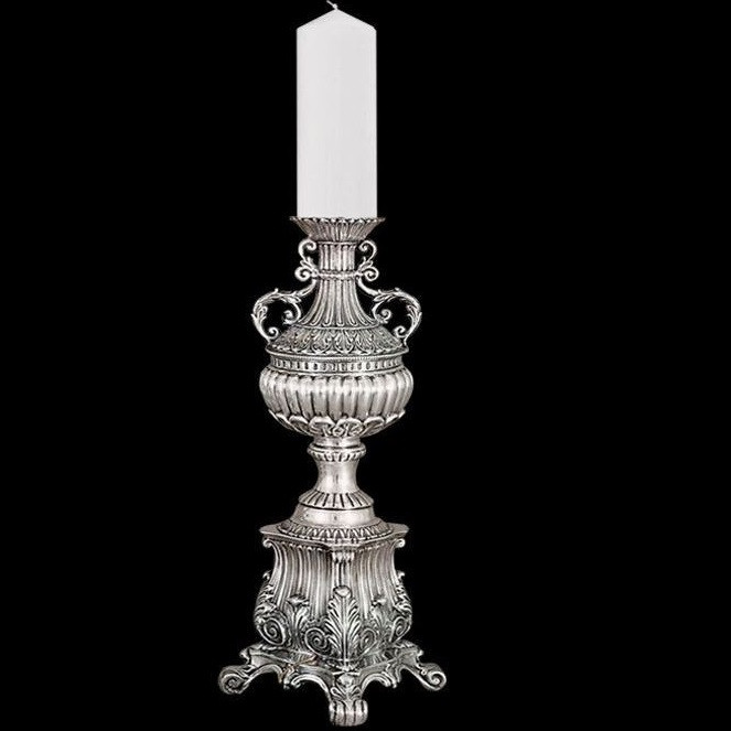 Majestic Giftware Kerzenhalter Set – 2 Stück, Gehämmert Vernickelt, 9 Zoll, Aus Aluminium, Silber