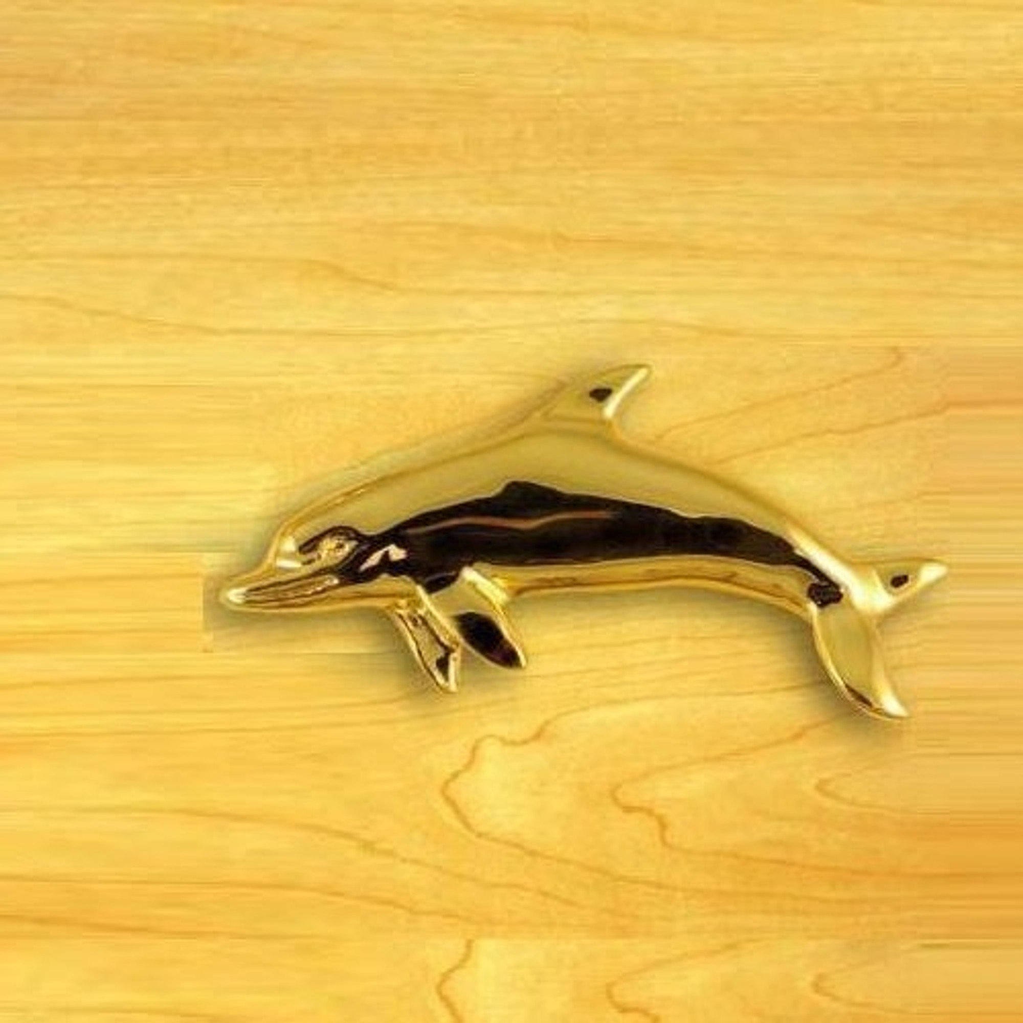 Dolphin Drawer Pull 23K Gold Plated Right