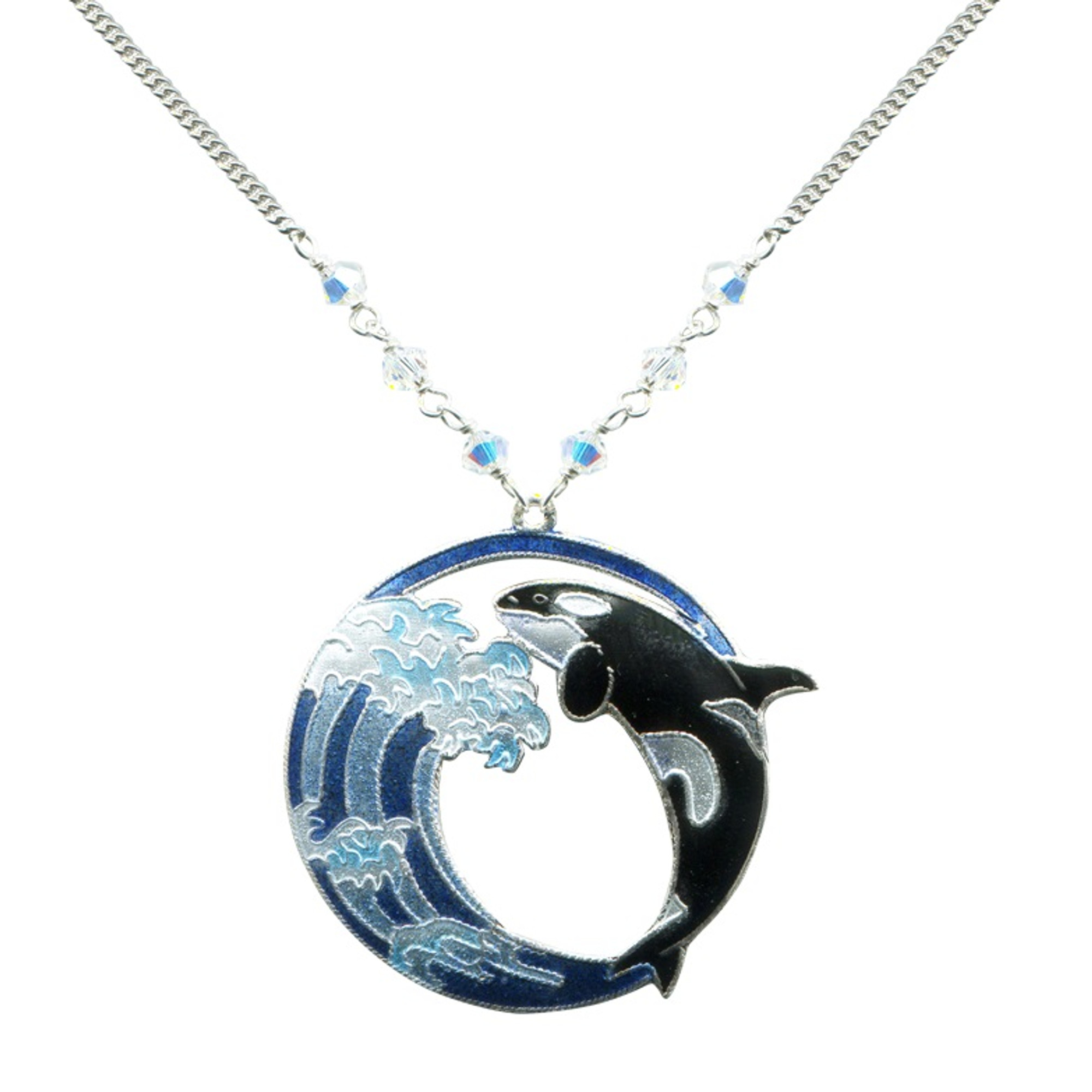 Orca Necklace | Hokusai Wave | Cloisonne Jewelry