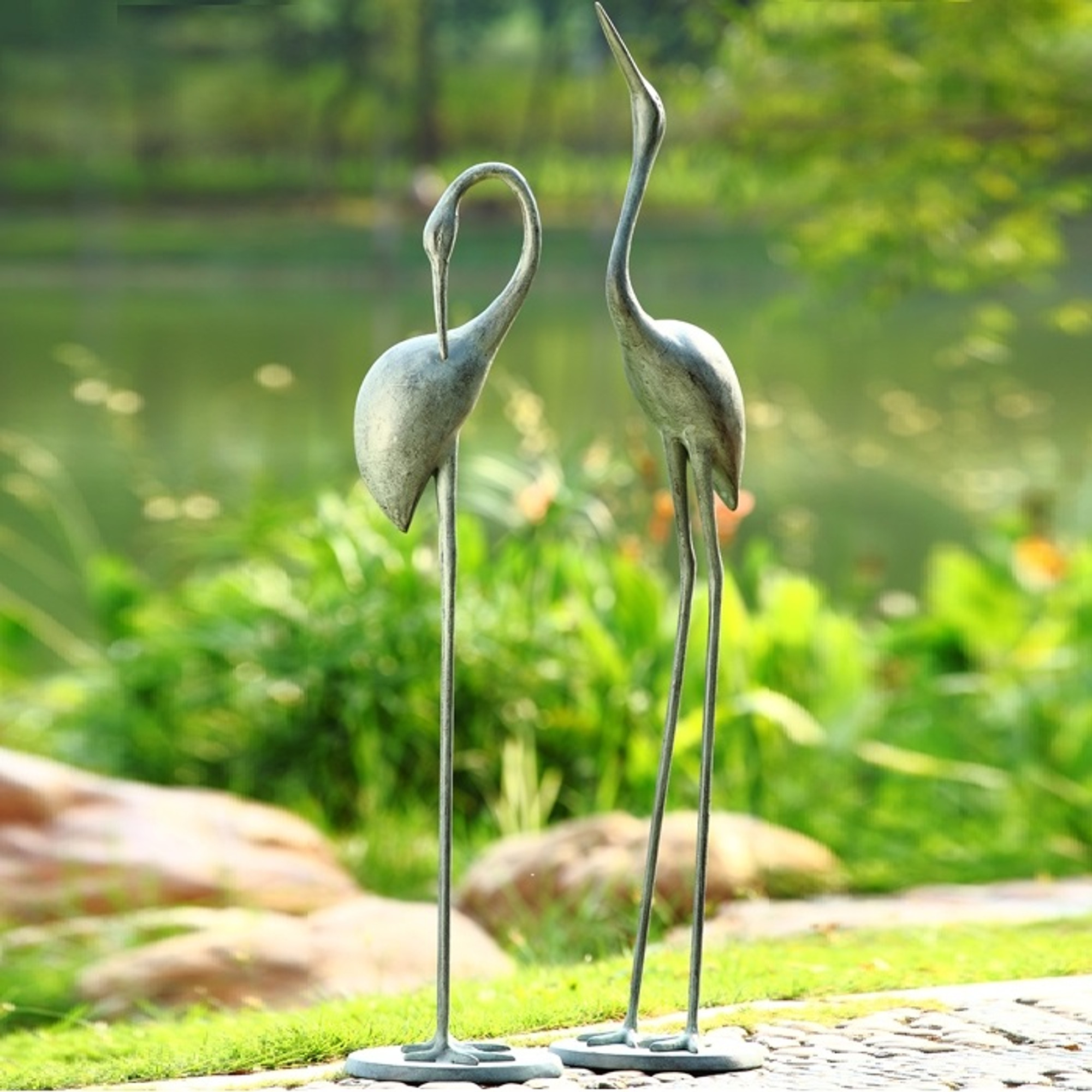 Crane Garden Pair Sculpture | 34280