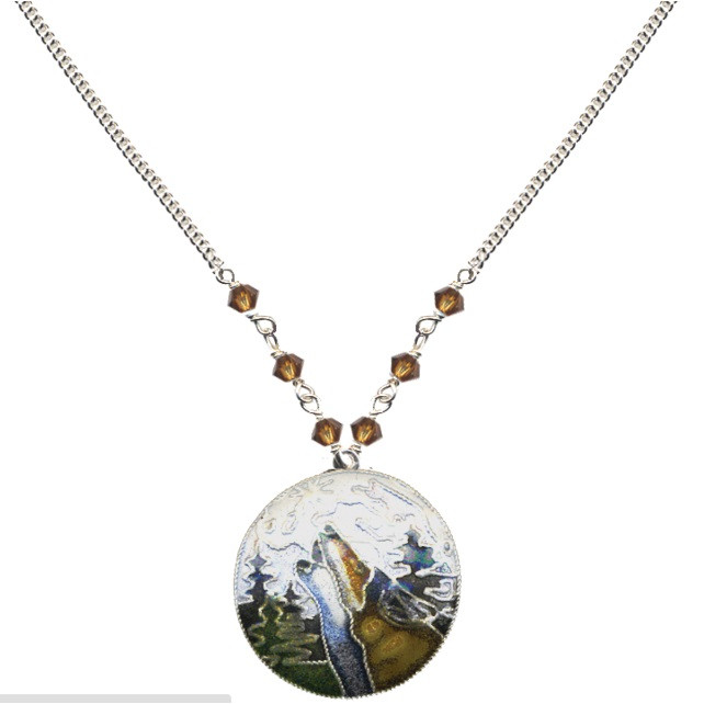 Wolf Necklace | Moon | Cloisonne 