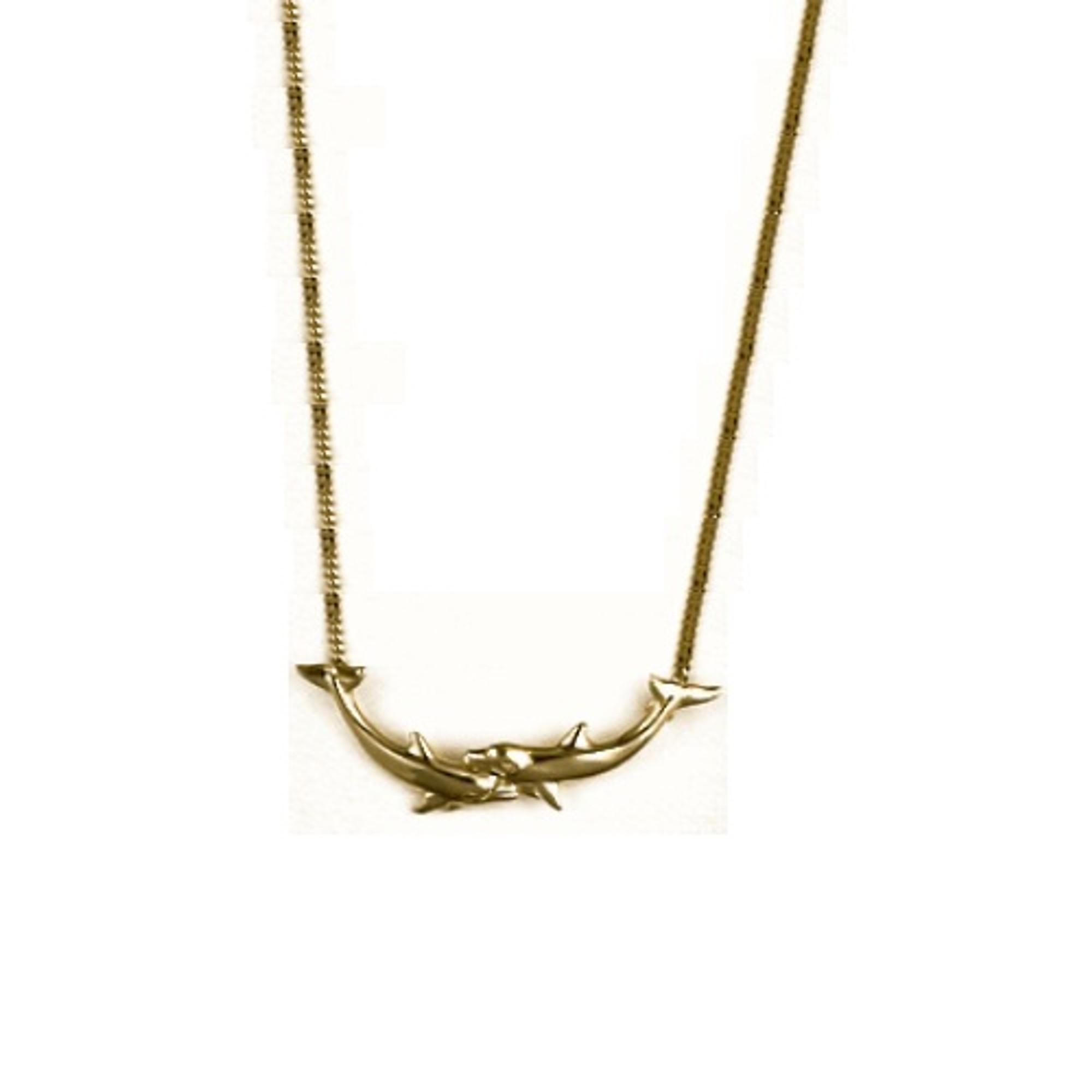 Italian Gold 14K Two-Tone Double Dolphin Adjustable Necklace - ShopStyle