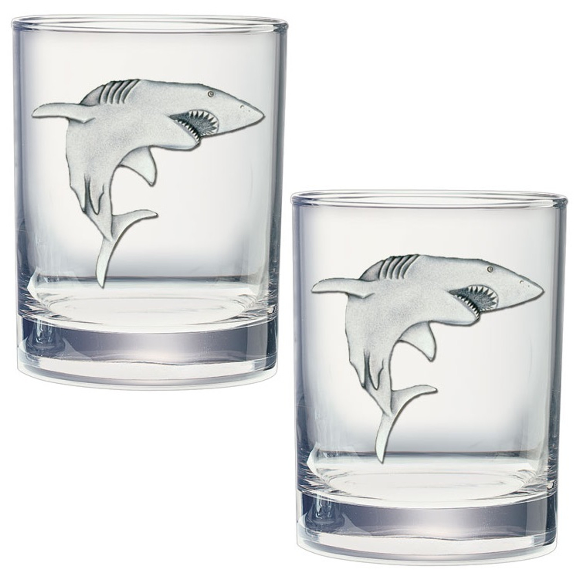 Shark Double Old Fashioned Glass Set | Barware | Heritage Pewter