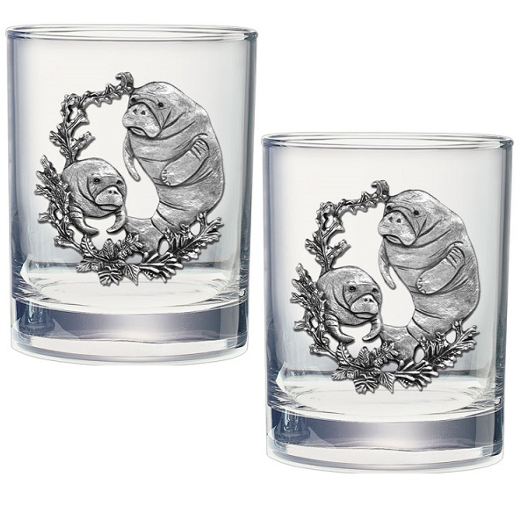 Heritage Metalworks DOF4110 Manatee Double Old Fashioned Glass, As Shown