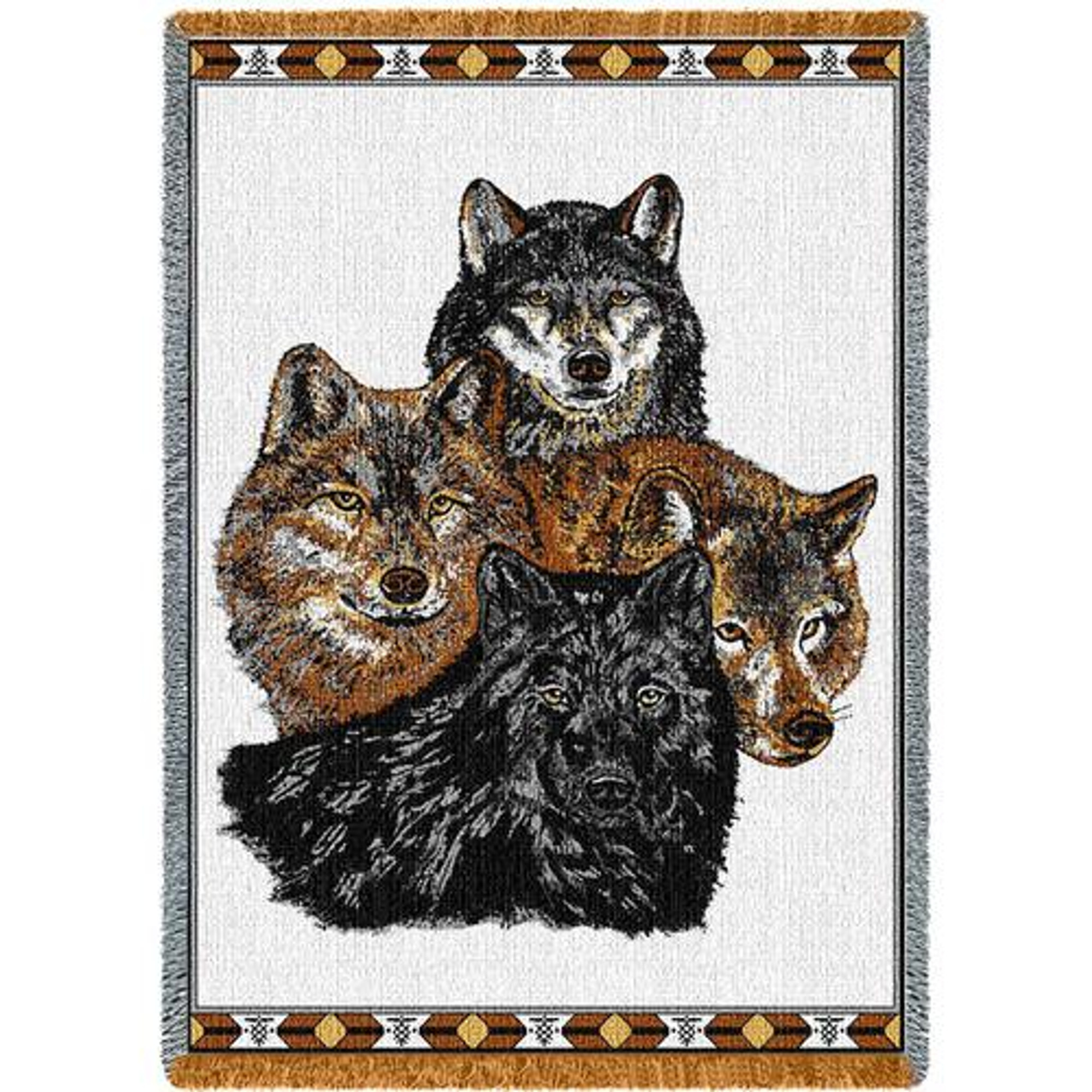 Wolves Tapestry Throw Blanket | Pure Country | Jaquard Woven