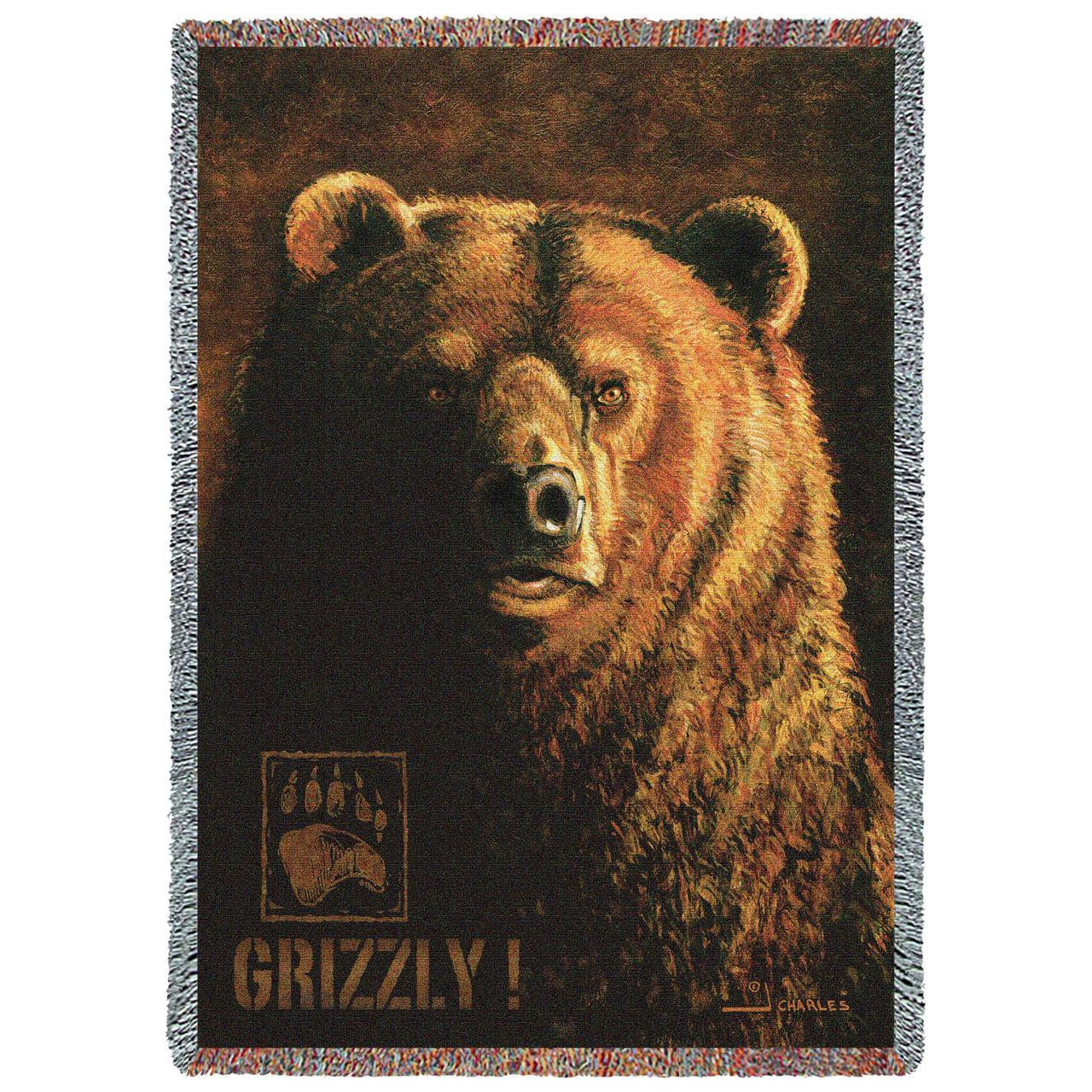 Grizzly Bear Tapestry Throw Blanket Pure Country Shadow Beast