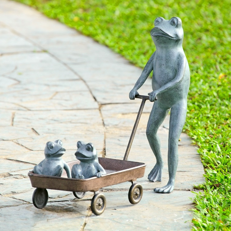 SPI Home Frog Family with Wagon Planter - Thumbnail 3
