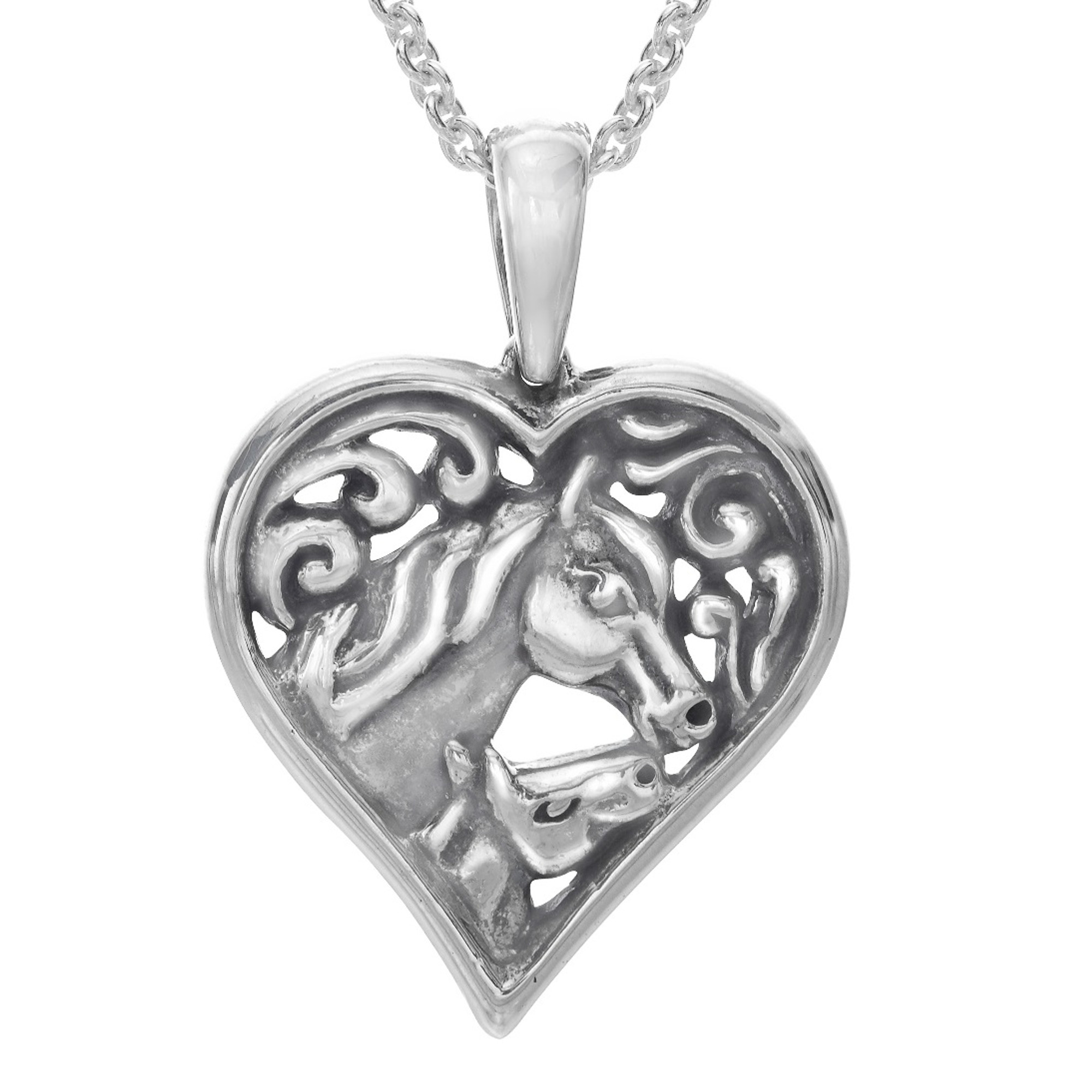 American West Sterling Silver & Leather Horse Pendant Necklace, 17