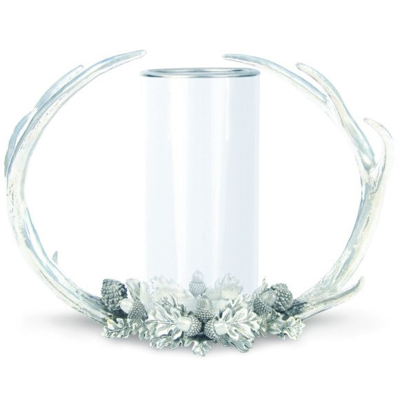 Antler Pewter Hurricane Candle Holder
