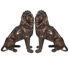 Lion Pair Sitting Bronze Statue | Metropolitan Galleries | SRB705027-1