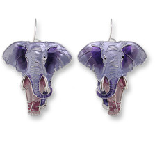 Elephant Enamel Silver Plated Pearly Wire Earrings | Zarah Jewelry | 07-03-Z1