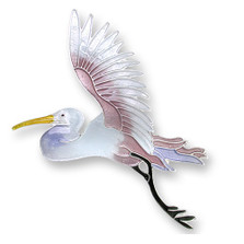 Egret Enameled Silver Plated Pin| Zarah Jewelry | 19-04-Z2