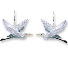 Heron Enameled Silver Plated Wire Earrings | Zarah Jewelry | 19-12-Z1