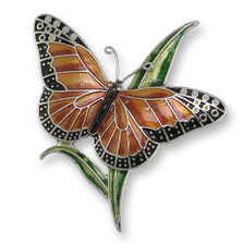 Monarch Butterfly Enameled Silver Plated Pin | Zarah Jewelry | 21-05-Z2