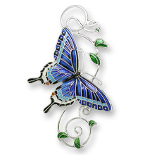 Tiger Swallowtail Butterfly Enameled Silver Plated Pin | Zarah Jewelry | 21-26-Z2